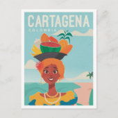Cartagena Colombia Vintage Travel Illustration Postkarte (Vorderseite)