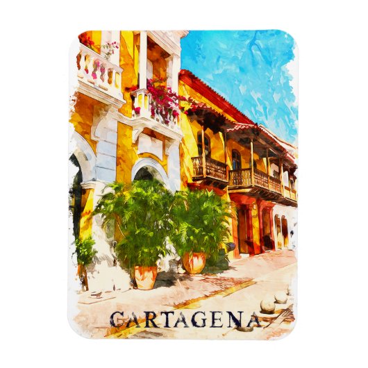 Cartagena Colombia Vintage Travel Magnet (Vertikal)