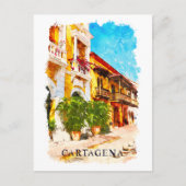 Cartagena Colombia Vintage Travel Postkarte (Vorderseite)