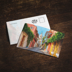 Cartagena Colombia Watercolor Postcard Einladung
