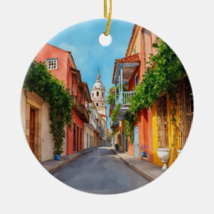 Cartagena Kolumbien Aquarell Keramik Ornament