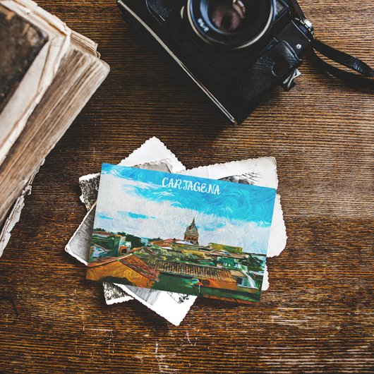 Cartagena Kolumbien Malerei Stadtansicht Postkarte