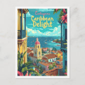 Cartagena Kolumbien Vintage Kunstreise Illustratio Postkarte (Vorderseite)