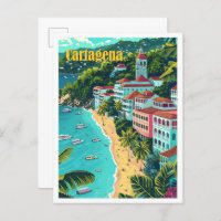 Cartagena Kolumbien Vintage Kunstreise Illustratio