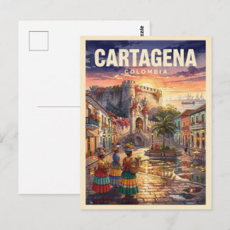 Cartagena Kolumbien Vintage Reise Postkarte