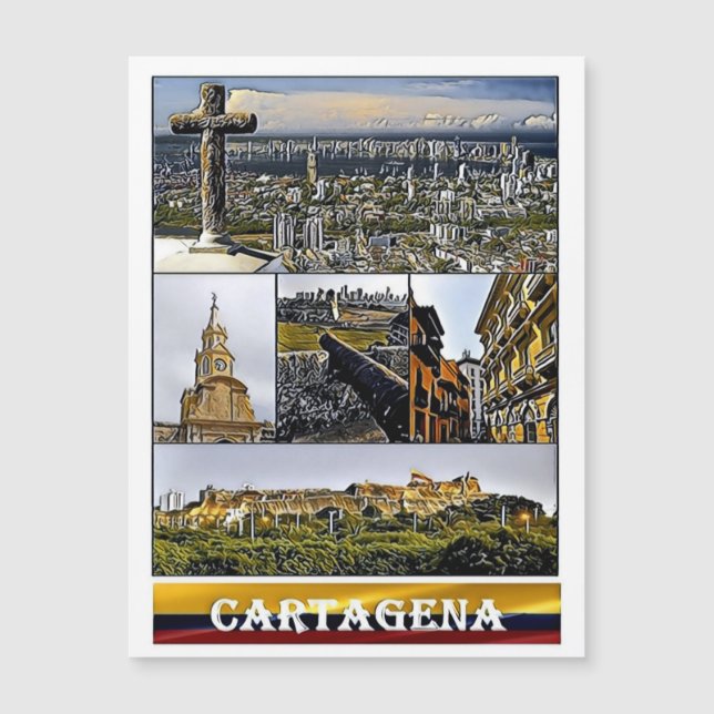 Cartagena - Mosaik - Kolumbien Magnetkarte (Vorderseite)