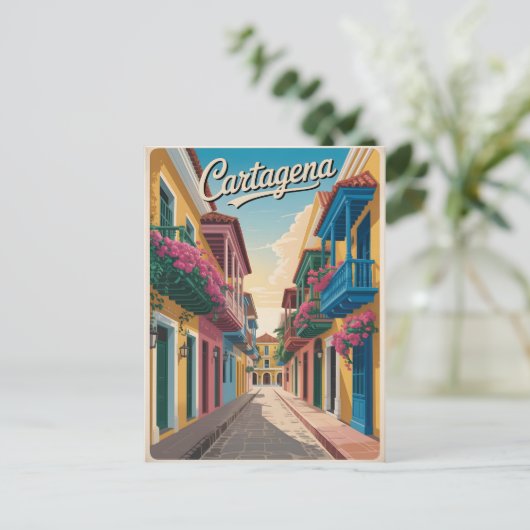 Cartagena Vintag Postkarte (Stehend Vorderseite)