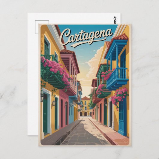 Cartagena Vintag Postkarte (Vorne/Hinten)