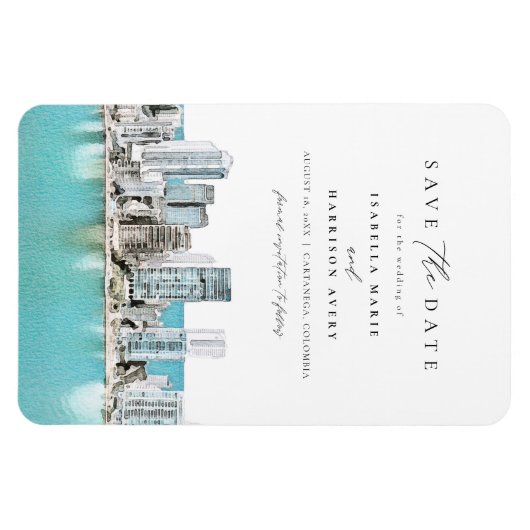 CARTANEGA Kolumbien Wasserfarbe Save the Date Invi Magnet (Horizontal)