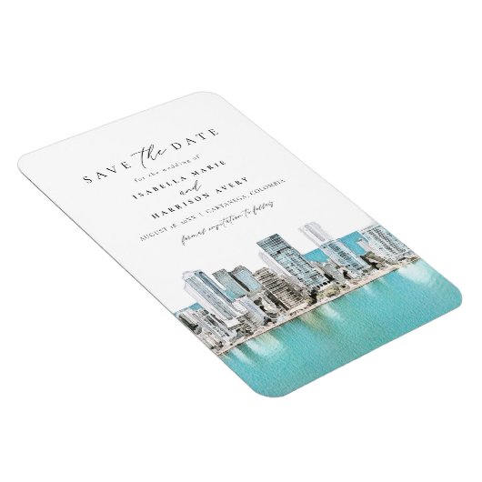 CARTANEGA Kolumbien Wasserfarbe Save the Date Invi Magnet (Rechte Seite)