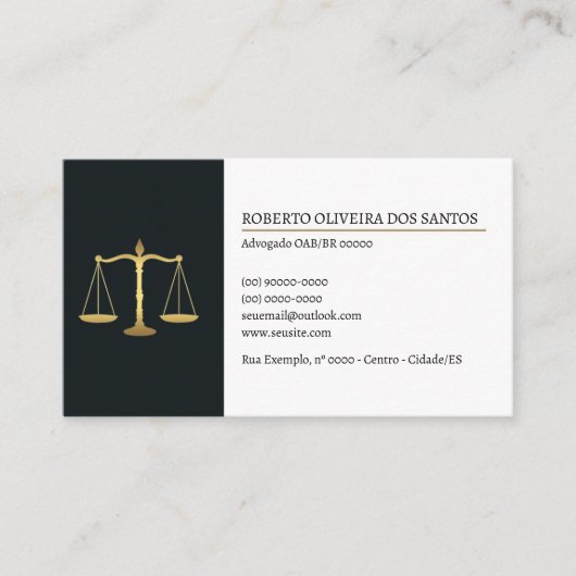 Cartão de Visita Advogado - Preto e Branco Visitenkarte (Vorderseite)