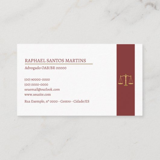 Cartão de Visita Advogado - Vinho Tinto Visitenkarte (Rückseite)