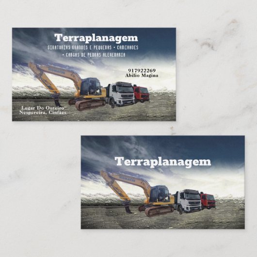 Cartão de visita Bulldozer Visitenkarte (Vorne/Hinten)