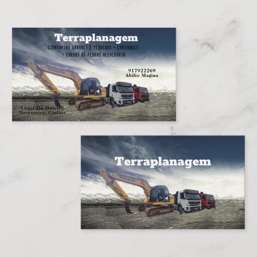 Cartão de visita Bulldozer Visitenkarte (Vorne/Hinten)