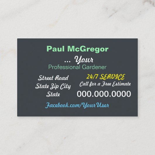 Cartão De Visita Professional Gardening Services Visitenkarte (Rückseite)