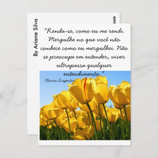 Cartão Postal - Tulipas - Clarice Lispector Postkarte (Vorne/Hinten)