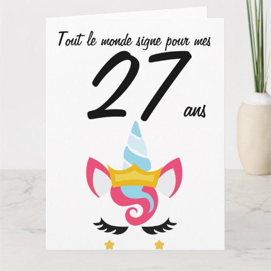 Carte anniversaire 27 ans grand format licorne xxl karte (Vorderseite)