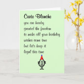 Carte Blanche A Funny Happy Birthday Gedicht Karte (Gelbe Blume)