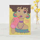 Carte de Fête - Jeune femme exotique Karte (Gelbe Blume)