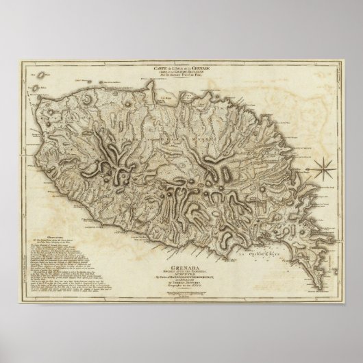 Carte de l'Isle de la Grenade Poster (Vorne)