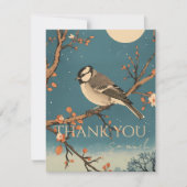 Carte De Remerciements Moonlit Bird on Blossom Bra Dankeskarte (Vorderseite)