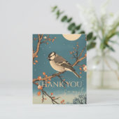 Carte De Remerciements Moonlit Bird on Blossom Bra Dankeskarte (Stehend Vorderseite)