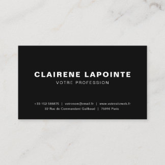 Carte de visite élégante noir et blanc modèle visitenkarte