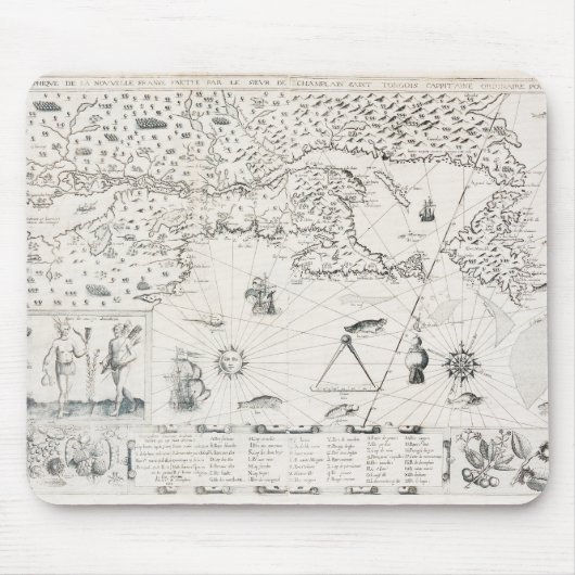 Carte Française Canada (Québec) par Champlain 1612 Mousepad (Vorne)
