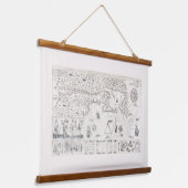 Carte Française Canada (Québec) par Champlain 1612 Wandteppich Mit Holzrahmen (Gewinkelt)