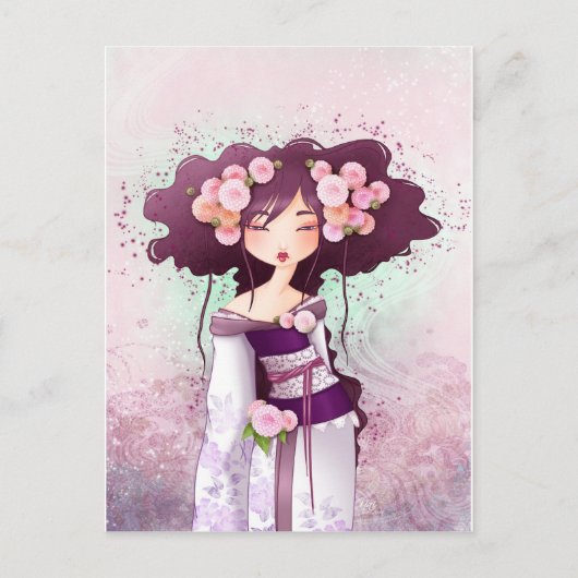 Carte geisha dahlia postkarte (Vorderseite)
