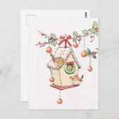 Carte Joyeux Noël, Robin Christmas card Postkarte (Vorne/Hinten)