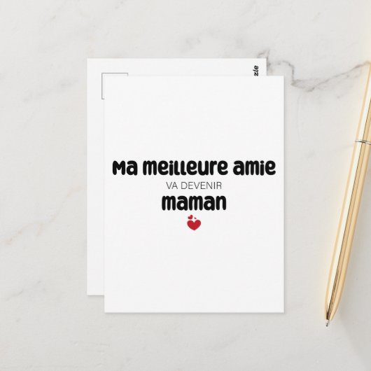 Carte "Ma meilleure amie va devenir maman" Postkarte (Vorderseite/Rückseite Beispiel)