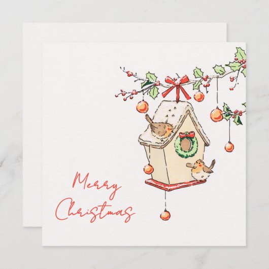 Carte Noël, Robin Chritsmas card Karte (Vorne/Hinten)