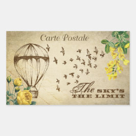 Carte Postal Vintag Hot Air Ballon Scrapbook Rechteckiger Aufkleber