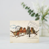 Carte Postale Bird Set 3 von 4 (European Robins) Postkarte (Stehend Vorderseite)
