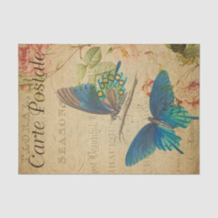 Carte Postale Blue Butterfets Seidenpapier