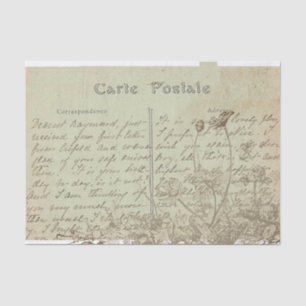 Carte Postale Englisch Script Vintage Wildblume Seidenpapier