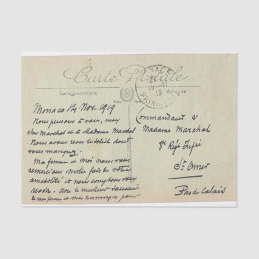 Carte Postale Monaco Vintag Französisch Grün Seidenpapier (Vorderseite)