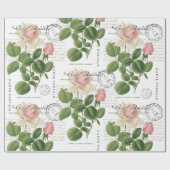 Carte Postale Pink Rose Französische Schrift Vinta Geschenkpapier (Flach)