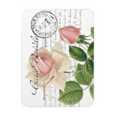Carte Postale Pink Rose Französische Schrift Vinta Magnet (Vertikal)