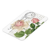 Carte Postale Pink Rose Französische Schrift Vinta Magnet (Linke Seite)