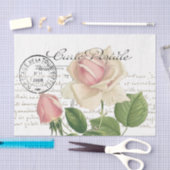 Carte Postale Pink Rose Französische Schrift Vinta Seidenpapier (Handwerk)