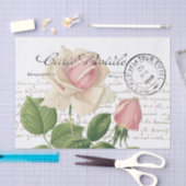 Carte Postale Pink Rose Französische Schrift Vinta Seidenpapier (Handwerk)