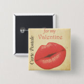 Carte Postale Valentine Kiss Button (Vorne & Hinten)