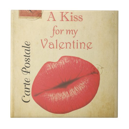 Carte Postale Valentine Kiss Fliese (Vorderseite)
