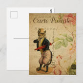Carte Postale. Vintage Katze. Postkarte (Vorne/Hinten)