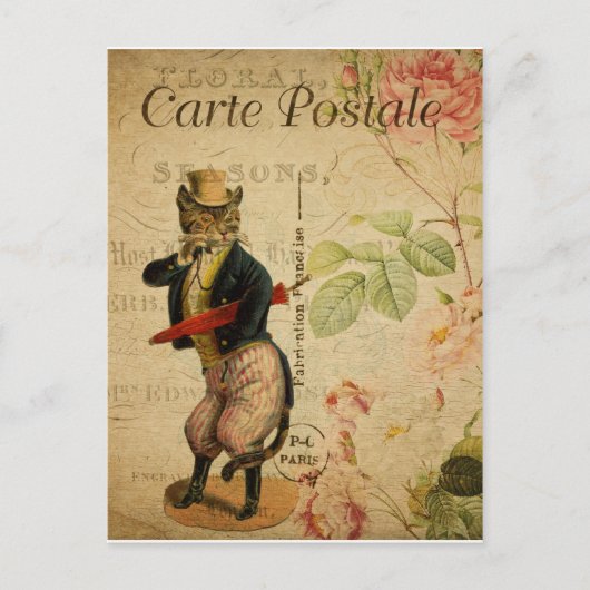 Carte Postale. Vintage Katze. Postkarte (Vorderseite)