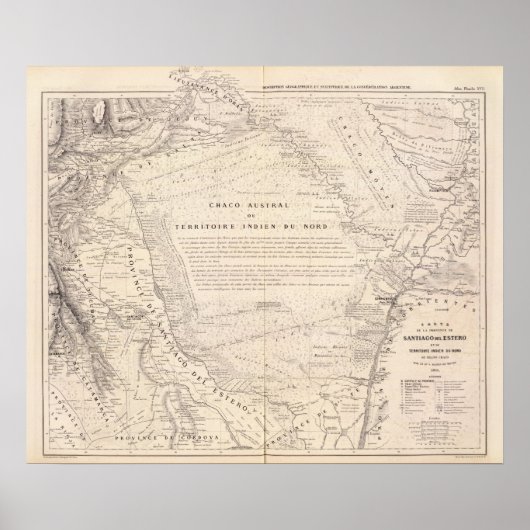 Carte, Provinz Santiago del Estero Poster (Vorne)