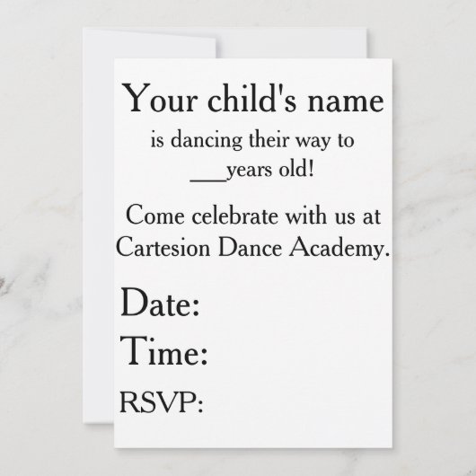 Carteo-Tanz-Party Einladung (Rückseite)