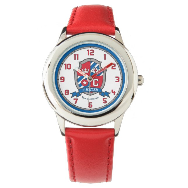 Carter Letter C Name bedeutet Wappen Red Blue Voge Armbanduhr (Vorderseite)